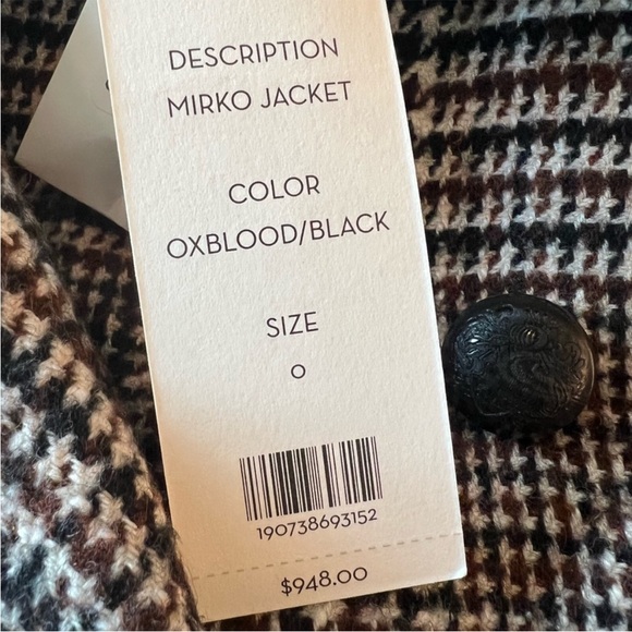NWT Veronica Beard Mirko Jacket Color Oxblood/Black Size 0 - Picture 9 of 9